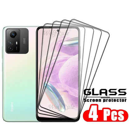 4PCS Full Cover Glass For Redmi Note 12S Glass Xiaomi Redmi Note 12S Tempered Glass HD 9H Full Screen Protector Redmi Note 12S